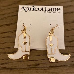 White and Gold Boot Earrings